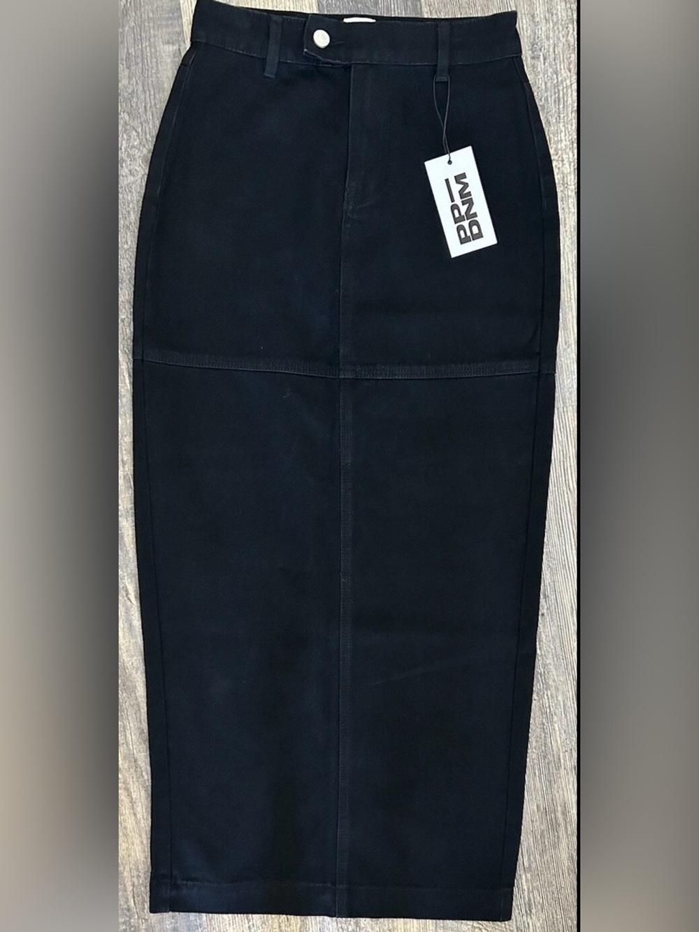 Princess Polly US Size 2 Markanna Midi Black Denim Skirt+ Back Slit